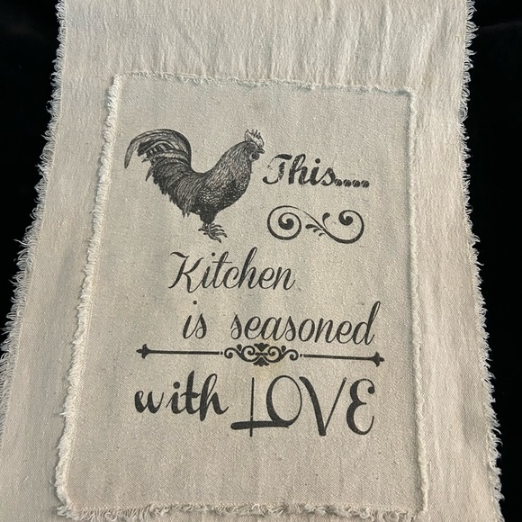 Rooster Table Runner. Country Chic Burlap 76”x14.5” Cream & Dark Gray. - Picture 13 of 14
